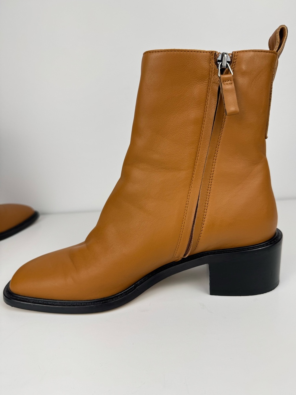 Everlane The City Boot Ankle Boots Saddle Brown 100% Leather Square Toe Size 7 - Picture 4 of 12